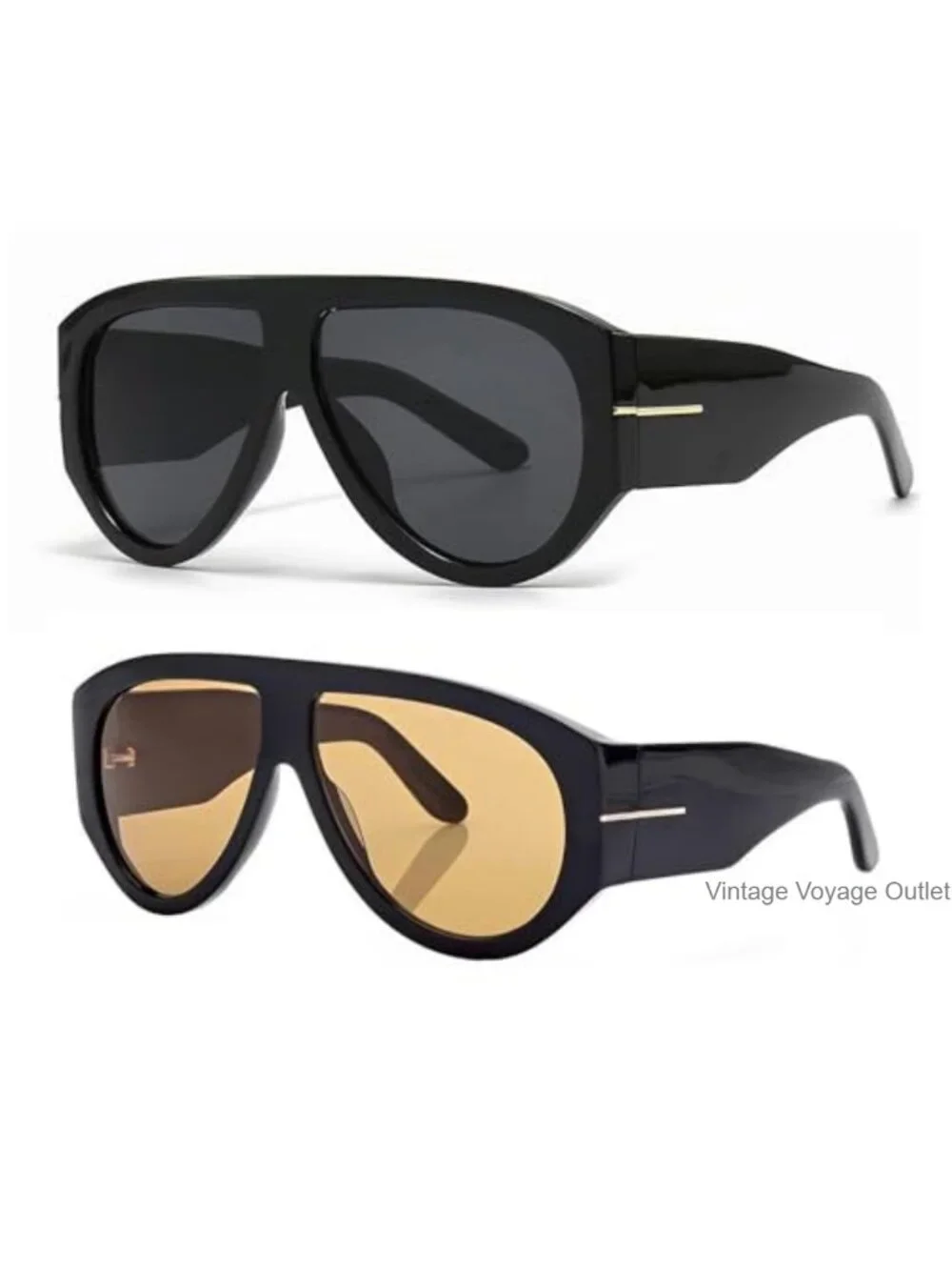 Oversized Retro Aviator Sunglasses UV Protection Luxe Metal Accents Unisex